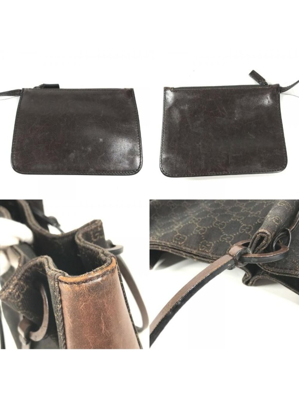 Gucci Shoulder Bag GG Logo Leather Canvas Brown - Picture 9 of 9